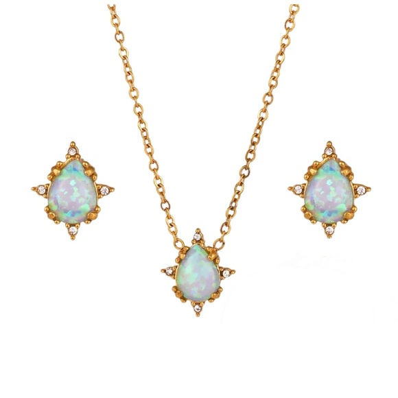 Tarnish Free Necklace Calypso Opal Teardrop - Picture 4 of 4